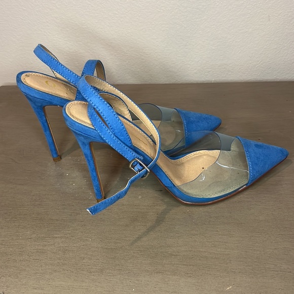 Pop of Color Blue Suede Heels - Picture 4 of 5